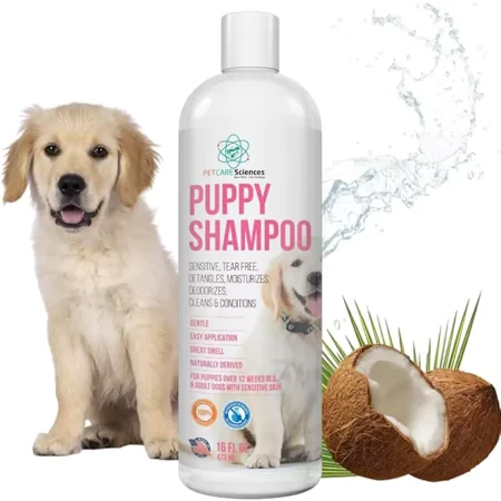 16 fl oz Tear Free Puppy Shampoo and Conditioner - Anti-Itch Dog Shampoo for Sensitive Skin - Coconut Oil Oatmeal Pet Puppy Shampoo