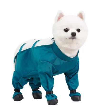 Pet outdoor dustproof raincoat with feet